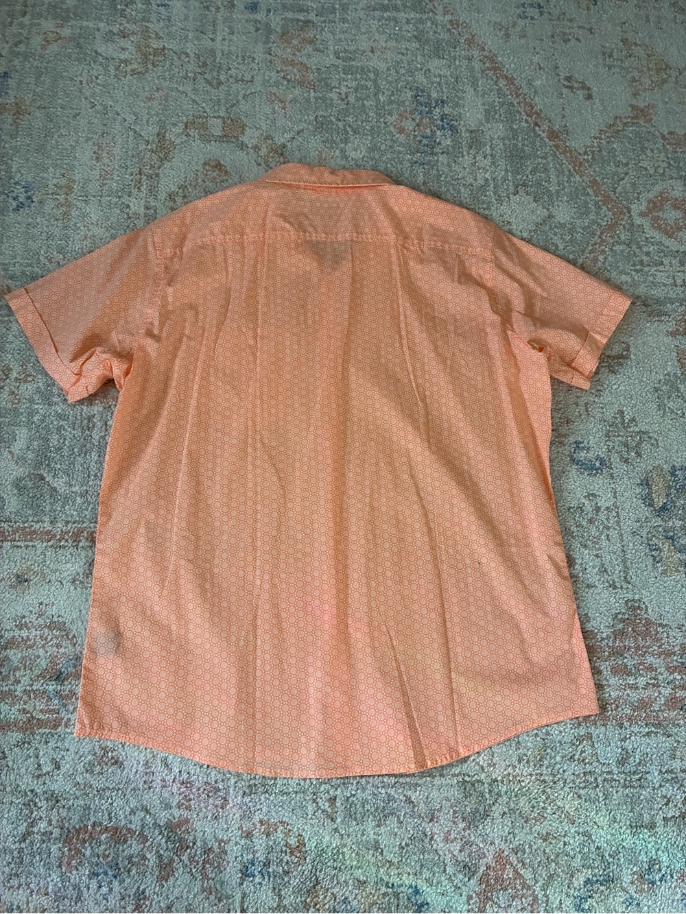 Apt 9 Men's XLG Slim Fit Short Sleeve Button Down Shirt- Peach Coral - Picture 6 of 6